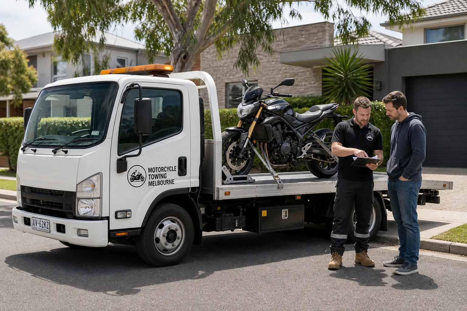 Motorcycle delivery and handover in Fitzroy